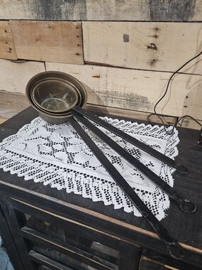 Vintage Nesting Brass Ladles with Long Black Handles